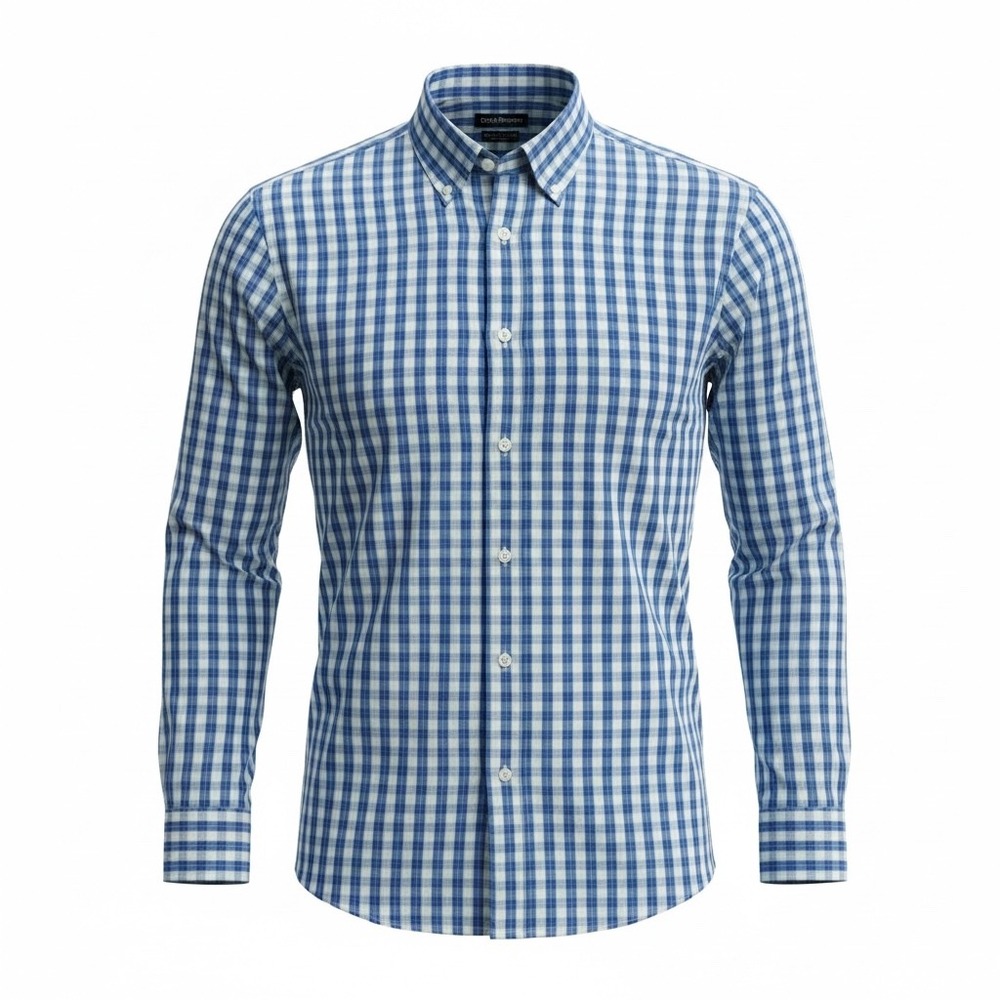 Croft & Barrow Mens Blue Green Plaid Easy Care Classic Fit Shirt 17.5 32/33